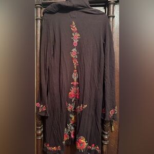 Biya Embroidered Floral Women's S Cloak Boho Duster Jacket